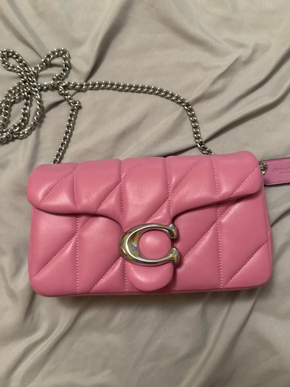 Coach Pink Quilted Leather Crossbody with Silver 'C' Hardware